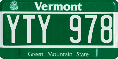 VT license plate YTY978