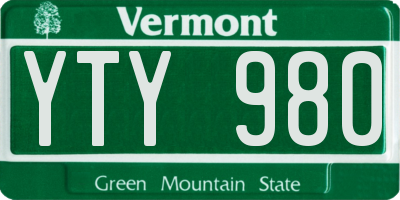 VT license plate YTY980