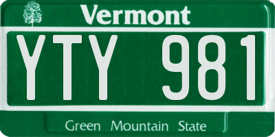 VT license plate YTY981