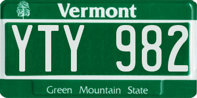 VT license plate YTY982