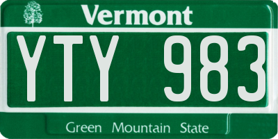 VT license plate YTY983