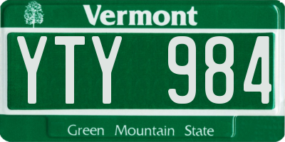 VT license plate YTY984