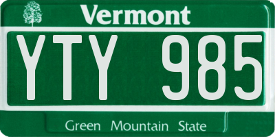 VT license plate YTY985