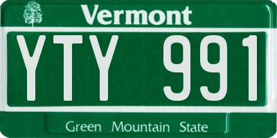 VT license plate YTY991