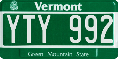 VT license plate YTY992