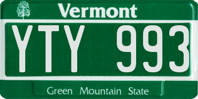 VT license plate YTY993