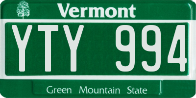 VT license plate YTY994