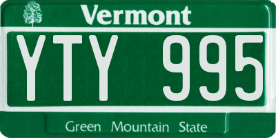 VT license plate YTY995