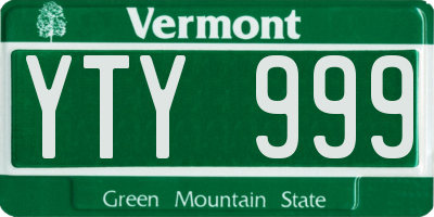 VT license plate YTY999