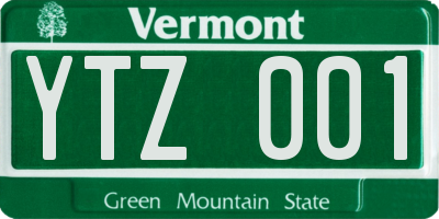 VT license plate YTZ001