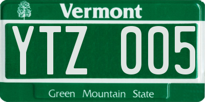 VT license plate YTZ005