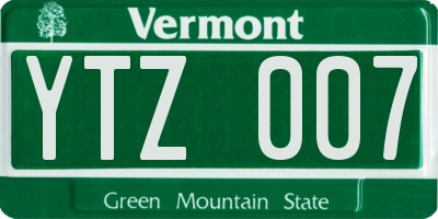 VT license plate YTZ007