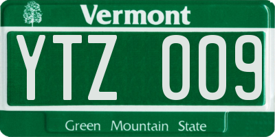 VT license plate YTZ009