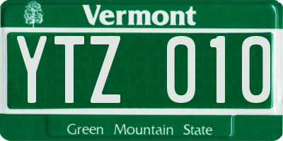 VT license plate YTZ010