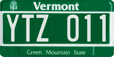 VT license plate YTZ011