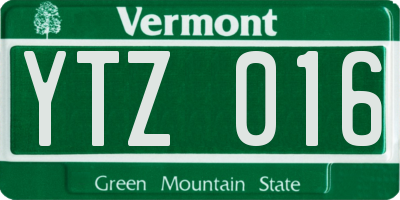 VT license plate YTZ016