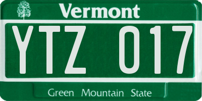 VT license plate YTZ017