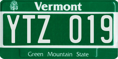 VT license plate YTZ019