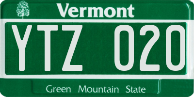 VT license plate YTZ020