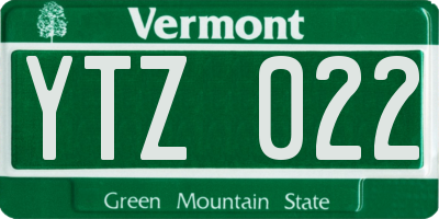 VT license plate YTZ022