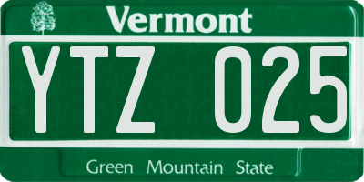 VT license plate YTZ025