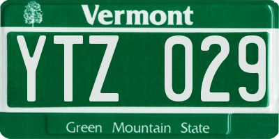 VT license plate YTZ029