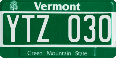 VT license plate YTZ030