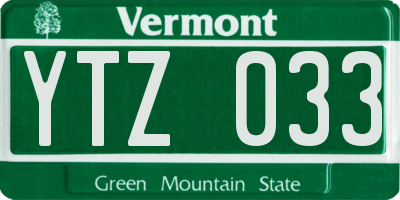 VT license plate YTZ033