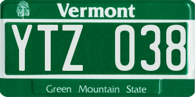 VT license plate YTZ038