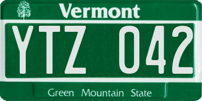 VT license plate YTZ042