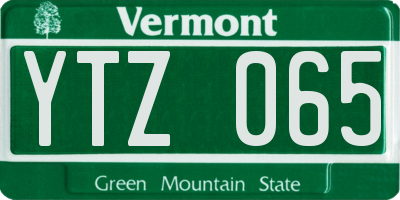 VT license plate YTZ065