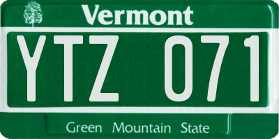 VT license plate YTZ071