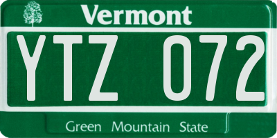 VT license plate YTZ072