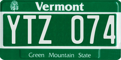 VT license plate YTZ074