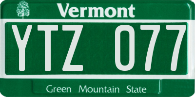 VT license plate YTZ077