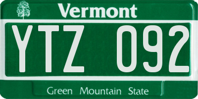 VT license plate YTZ092