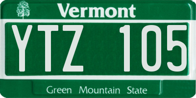VT license plate YTZ105