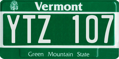 VT license plate YTZ107