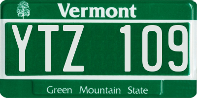VT license plate YTZ109