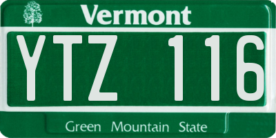 VT license plate YTZ116
