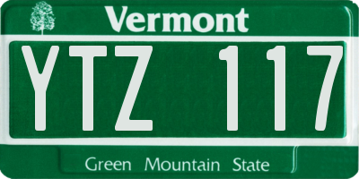 VT license plate YTZ117