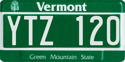 VT license plate YTZ120