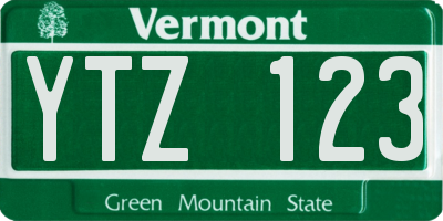 VT license plate YTZ123