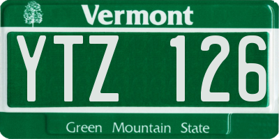 VT license plate YTZ126