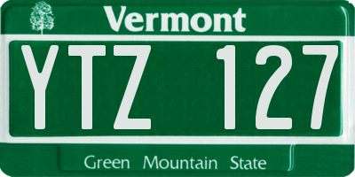 VT license plate YTZ127