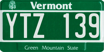 VT license plate YTZ139
