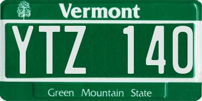 VT license plate YTZ140