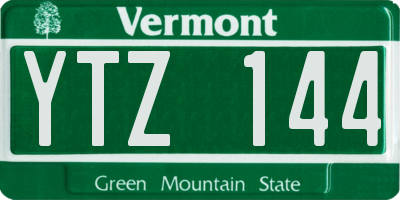 VT license plate YTZ144