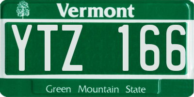 VT license plate YTZ166