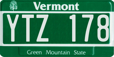 VT license plate YTZ178